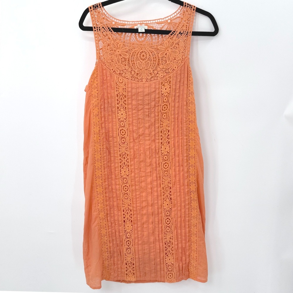 Sundance Crochet Lace Shift Dress Women M Coral Boho Summer Coastal Boho Cottage